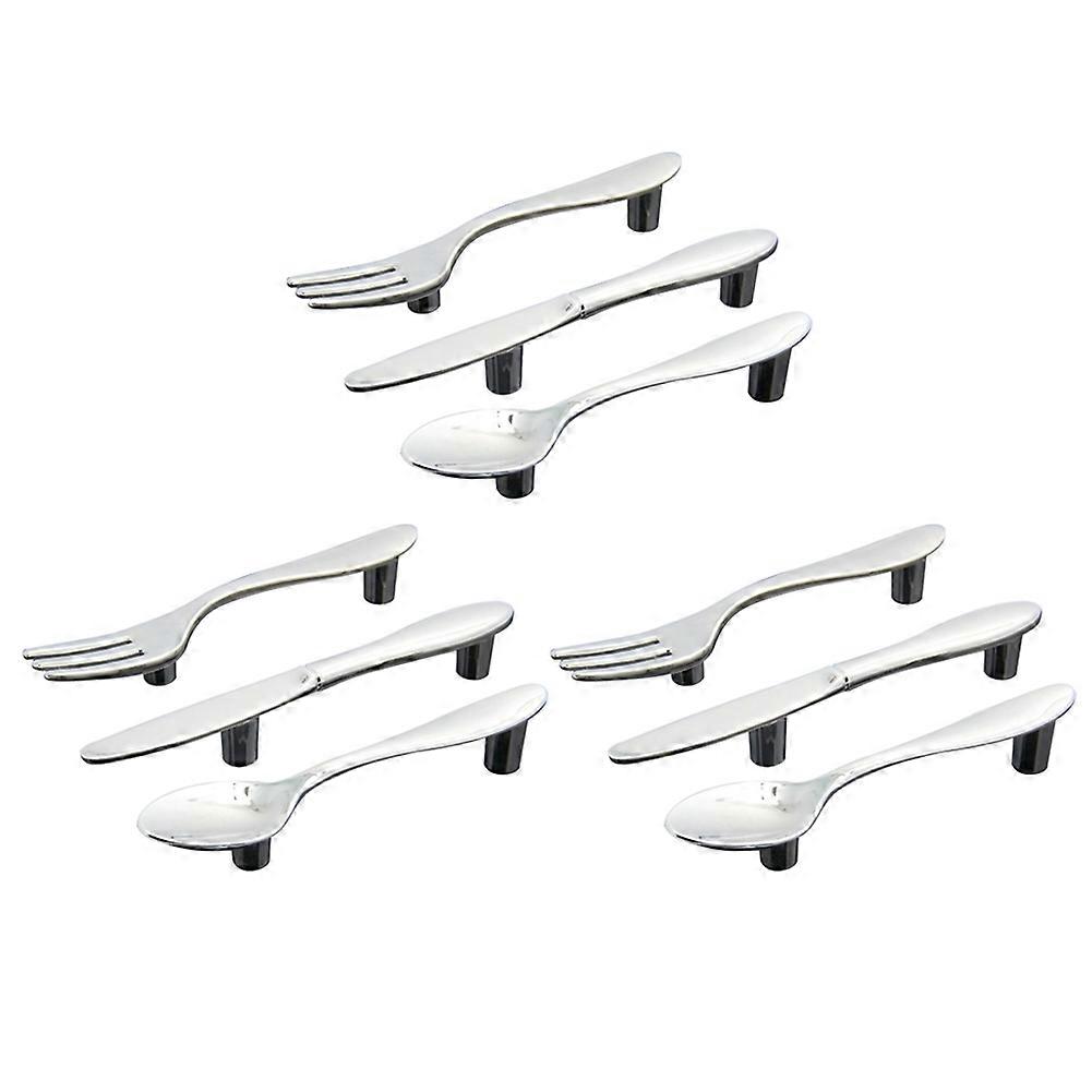 9 Pcs Silver Kitchen Cabinet Drawer Pull Handles Knobs (Knife Fork Spoon)