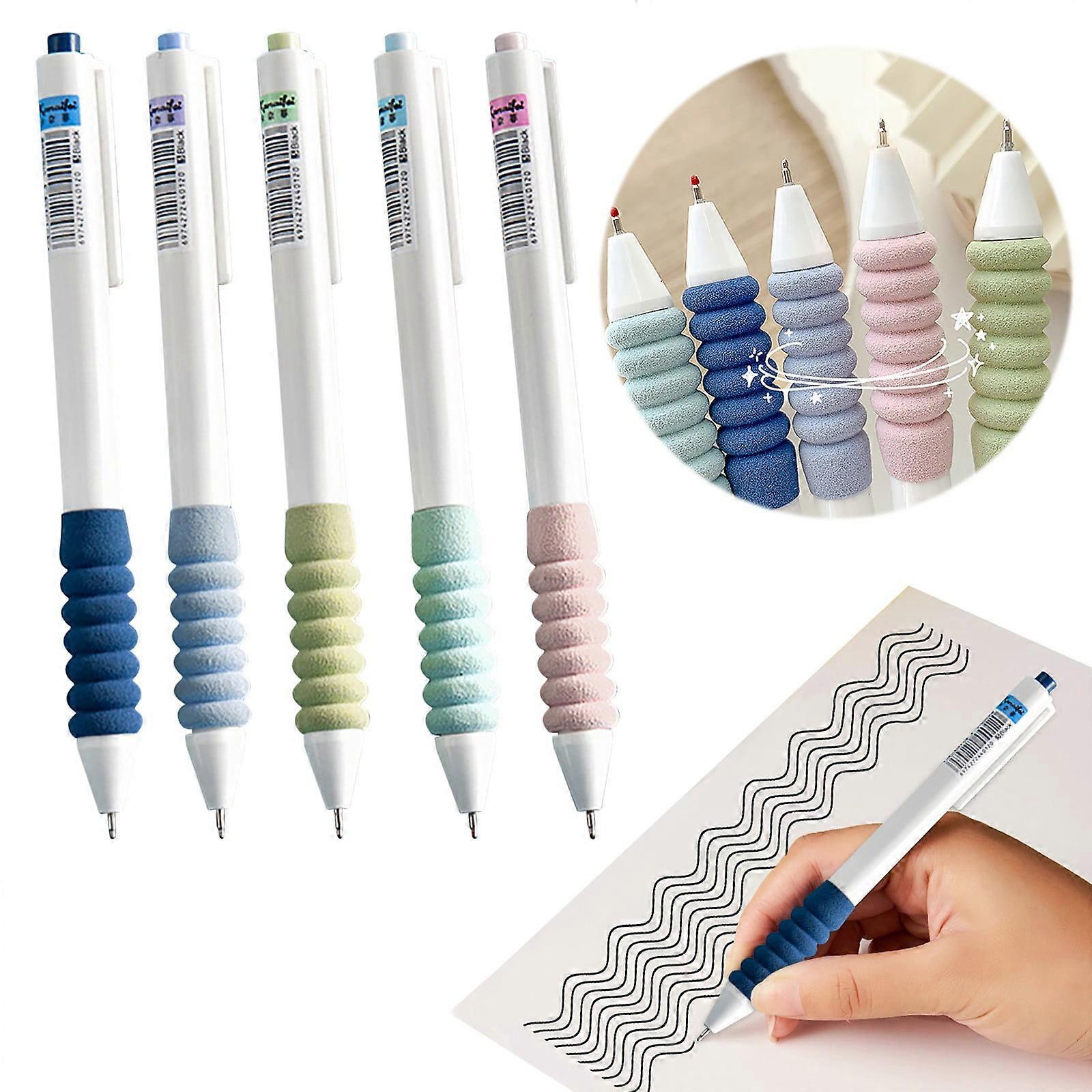 ZKCCNUK 5pc Retractable Gel Pens, 5ML Colored Pencils Compatible with Student Use, Soft Grip, No Tiring, Multicolor