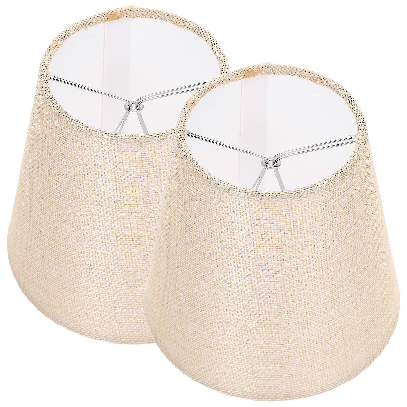2pcs Fabric Lampshade Small Lampshade Clip On Bulb Retro Style Lamp Shade Barrel Lamp Shade Accessory