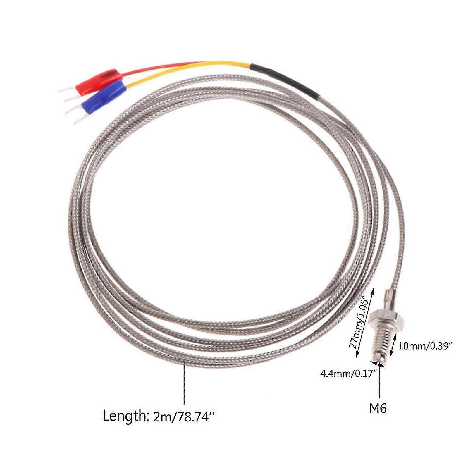 Professional J Type M6 Screw Probe Thermocouple Temperature Sensor with 2M Cable for Industry