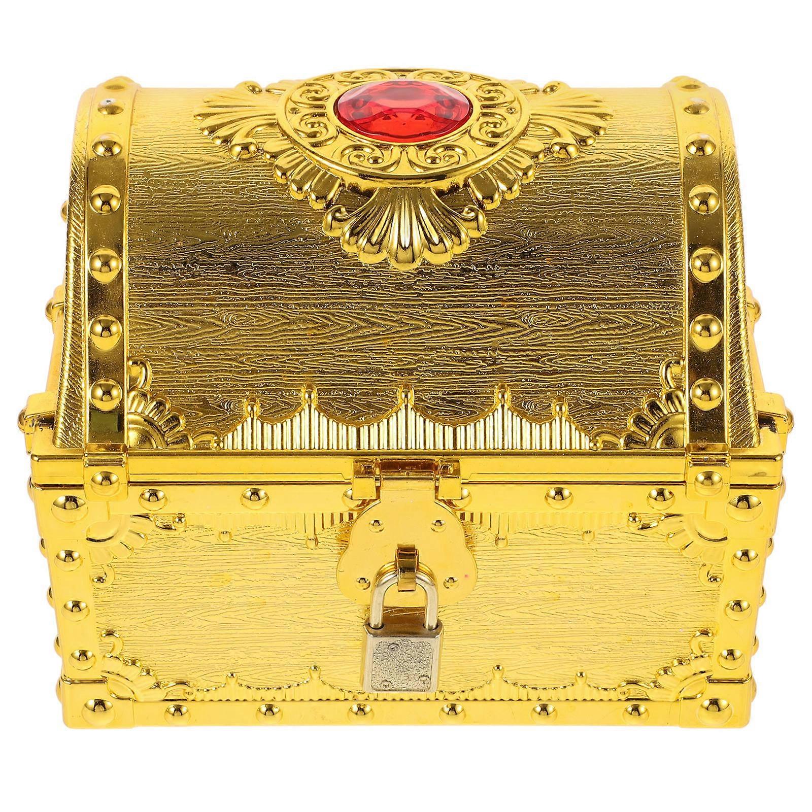 Golden Treasure Chest Toy Box for Decoration with Large Capacity Storage