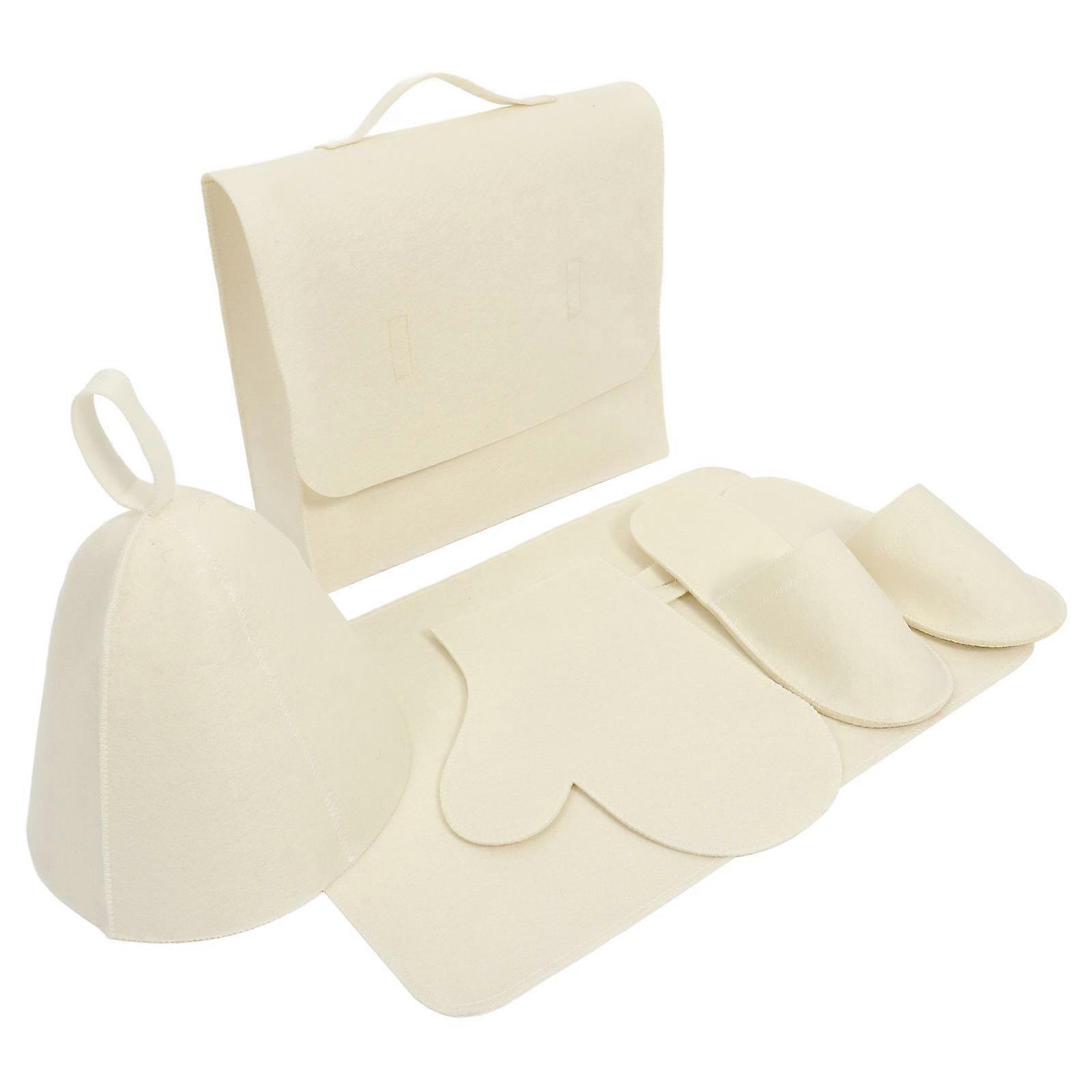 Thick Sauna Gloves Felt Sauna Hat Water Absorbent 1Set Comfortable Use