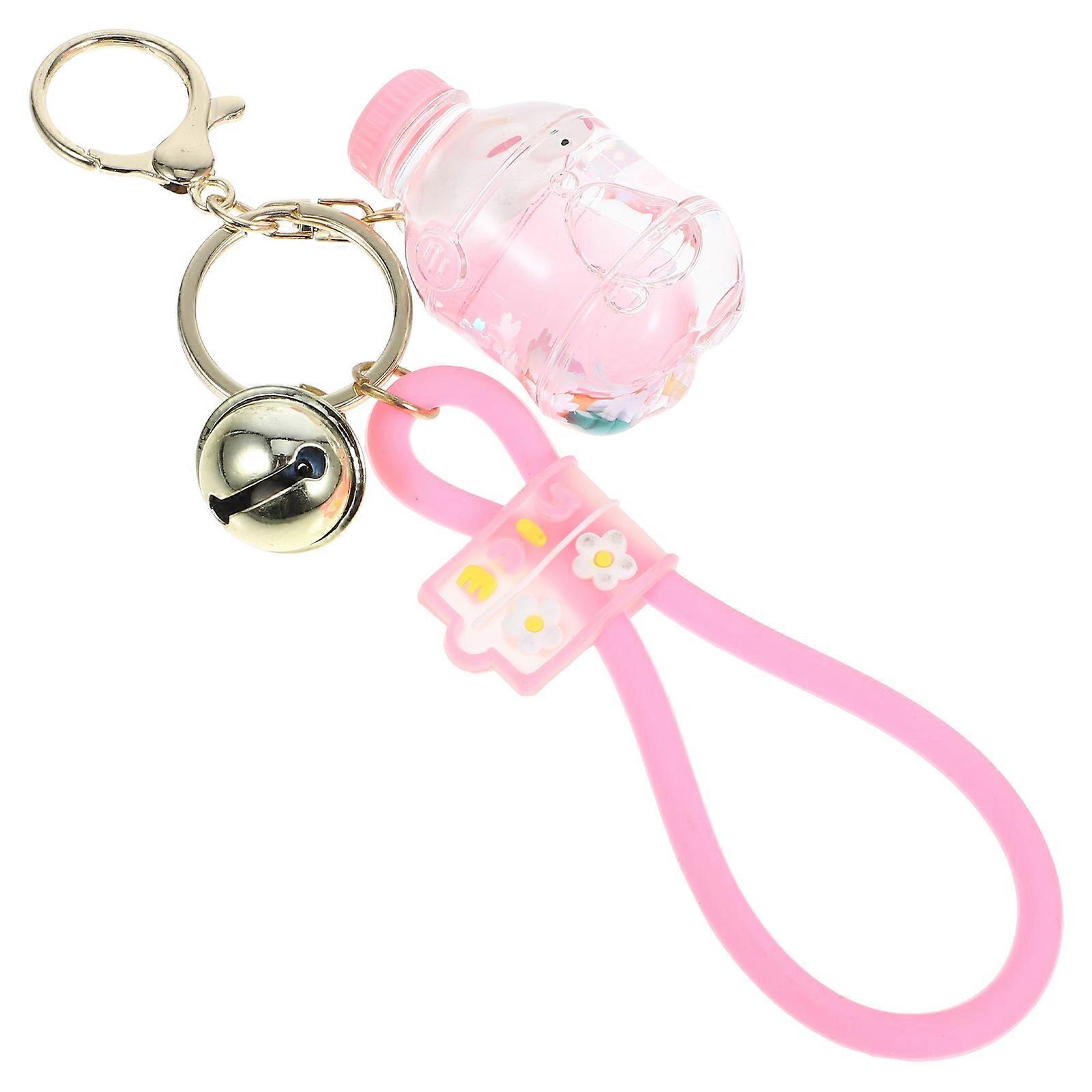 Pink Bunny Keychain Liquid Key Chain for DIY Crafts 4Pcs Set