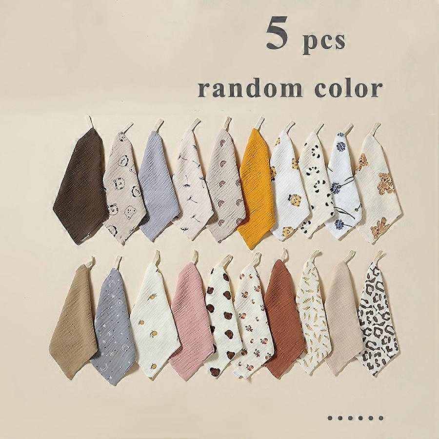 5 pi��ces 23*23 cm b��b�� serviette nouveau-n�� doux coton gaze mouchoir b��b�� trucs mousseline infantile nouveau-n�� main bain douche visage serv