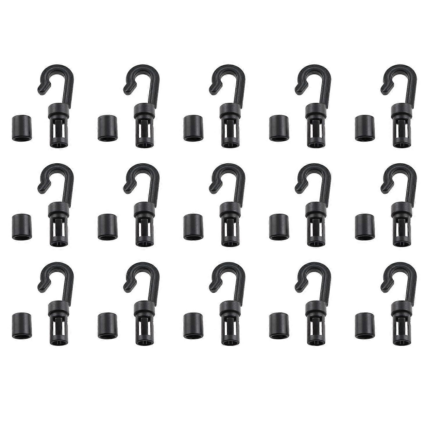 15pcs Plastic Bungee Cord Hooks 1/8 Inch Shock Cord Ends for Kayak Secure Rope Attachment