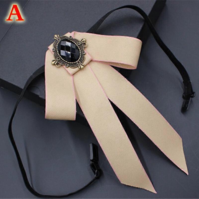 Unisex Blouse Bow Tie Adjustable Accessories Necktie Brooch Rhinestone Retro