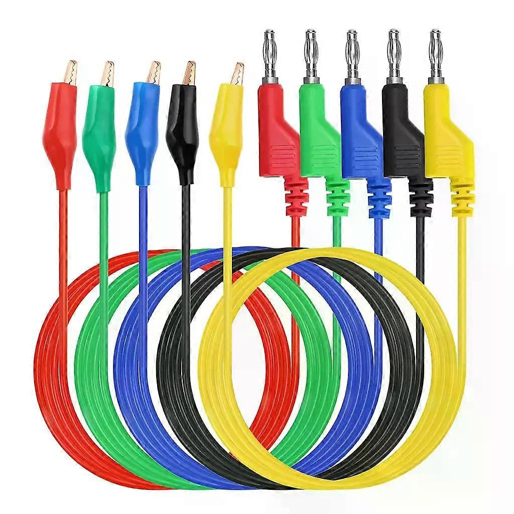 Multimeter Test Lead Set - Stackable Banana Plug to Alligator Clips Test Cable Kit with Protective Soft Silicone Flexible