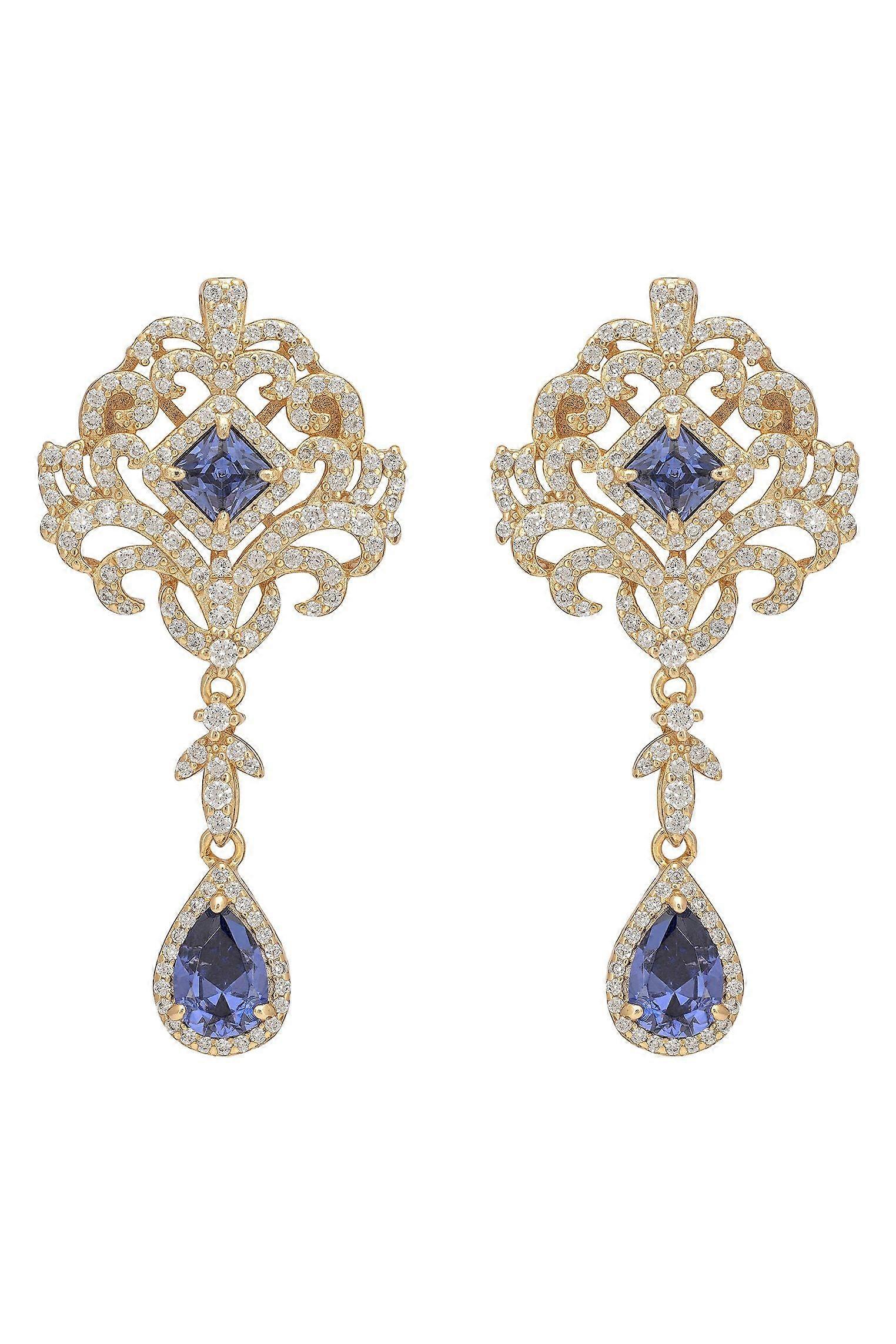 Claridge Drop Earrings Tanzanite Gold
