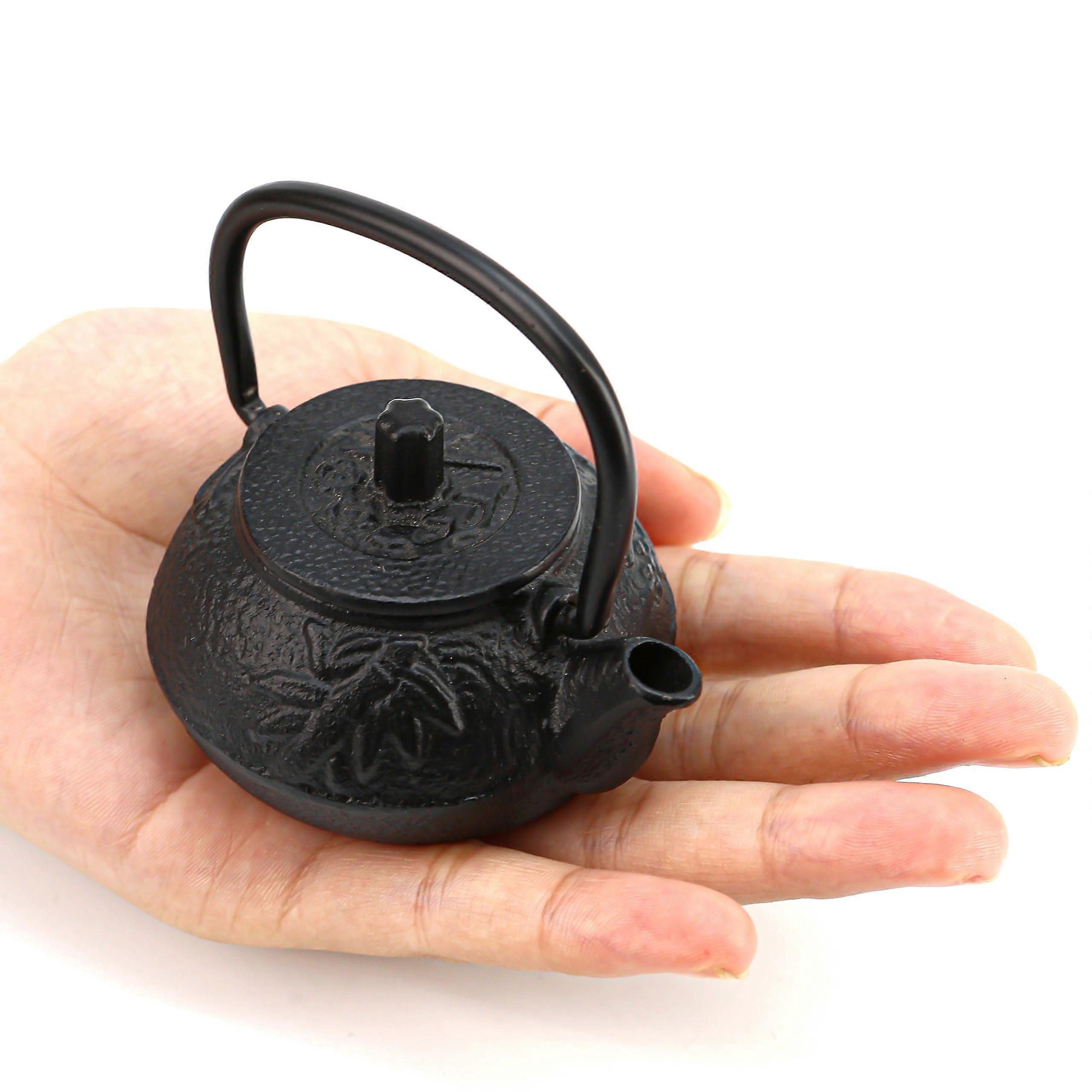 50ml Mini Cast Iron Teapot Japanese Style with Copper Handle, Ultra Compact Palm Size Design