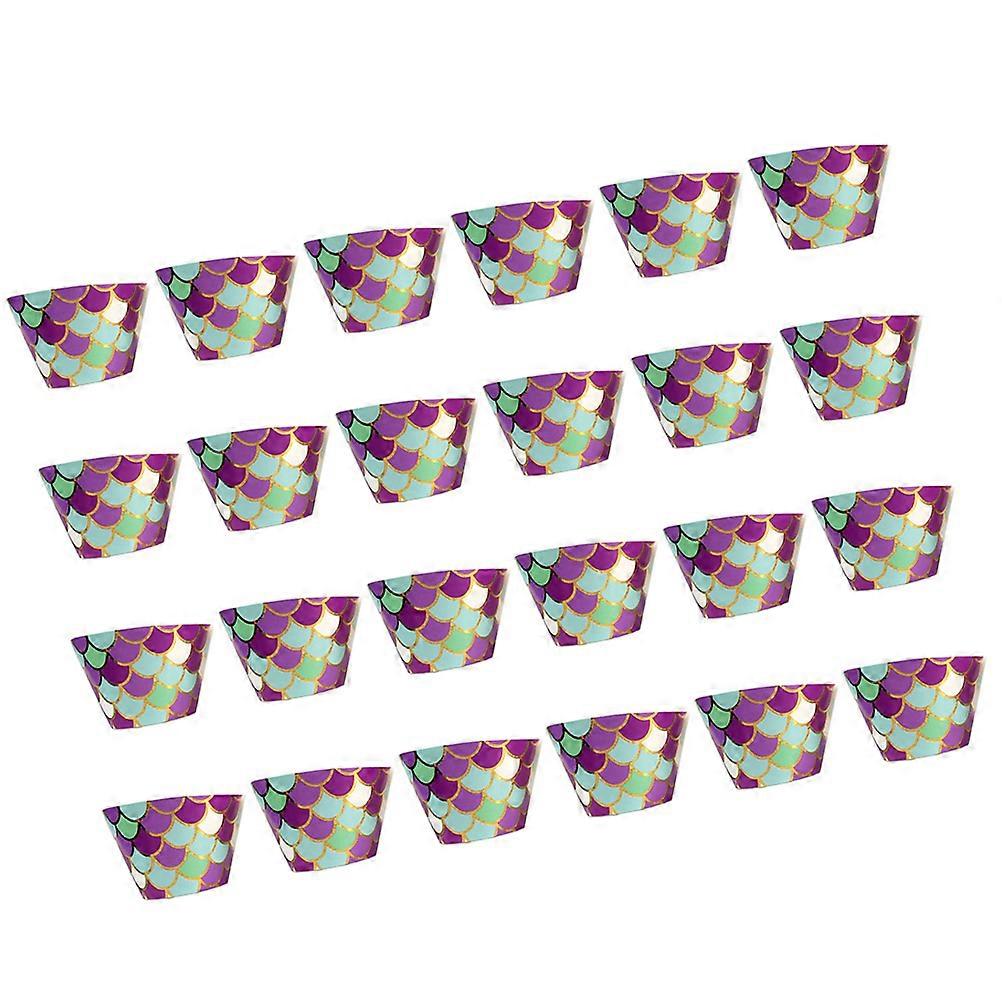 Cake Wrapper Decoration for Party Mermaid Pattern Cake Decor 24Pcs Set