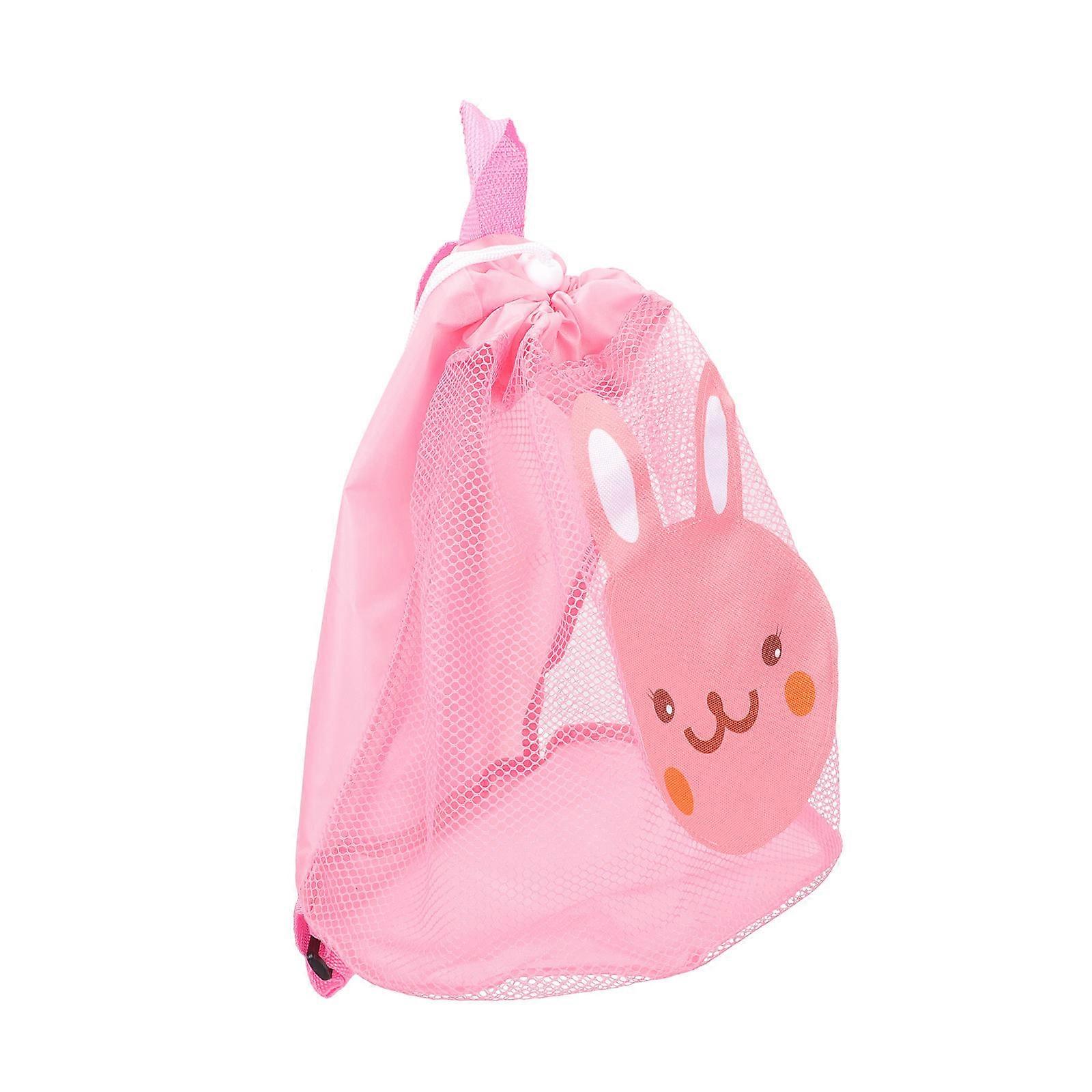 Pink Mesh Beach Bag Toy Storage Bag for Kids Durable Storage Solution