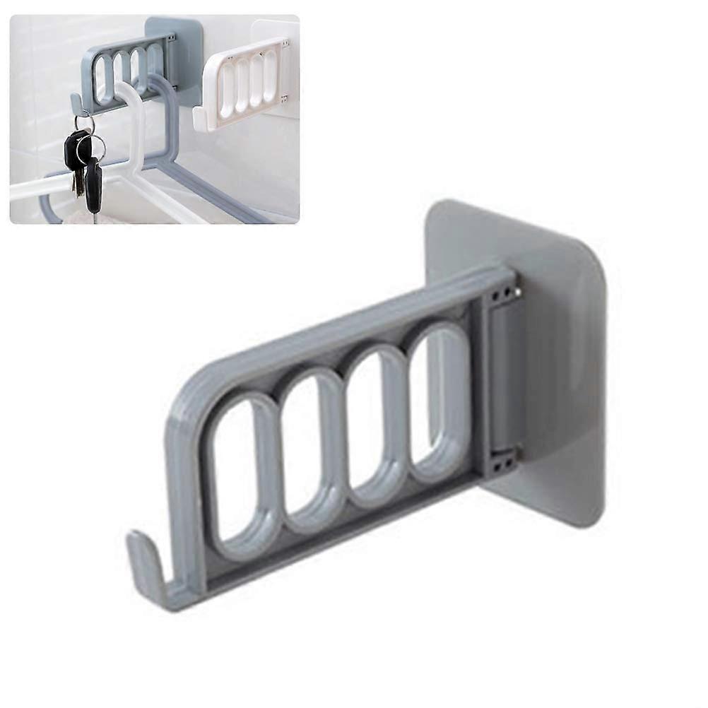 Adhesive Wall Hanger Foldable Clothes Hook for Bathroom and Kitchen, Space Saving 4Hole Design