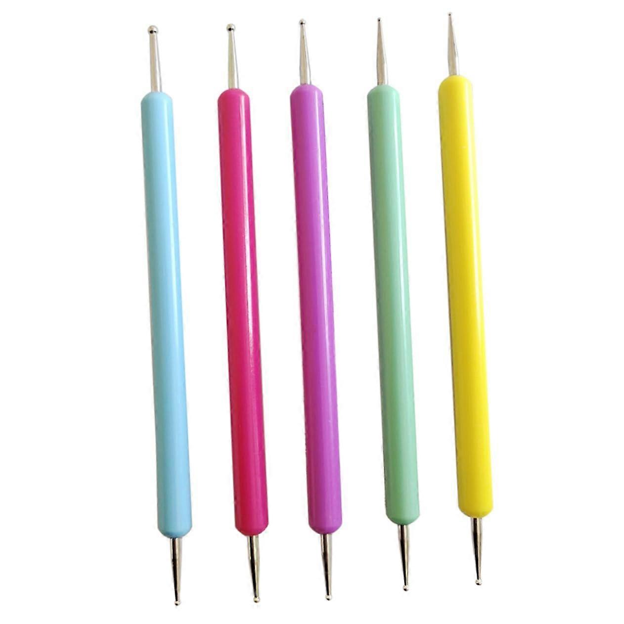 5pcs Nail Art Dotting Tools Set with Precision Tips and Comfortable Grip for Home and Salon