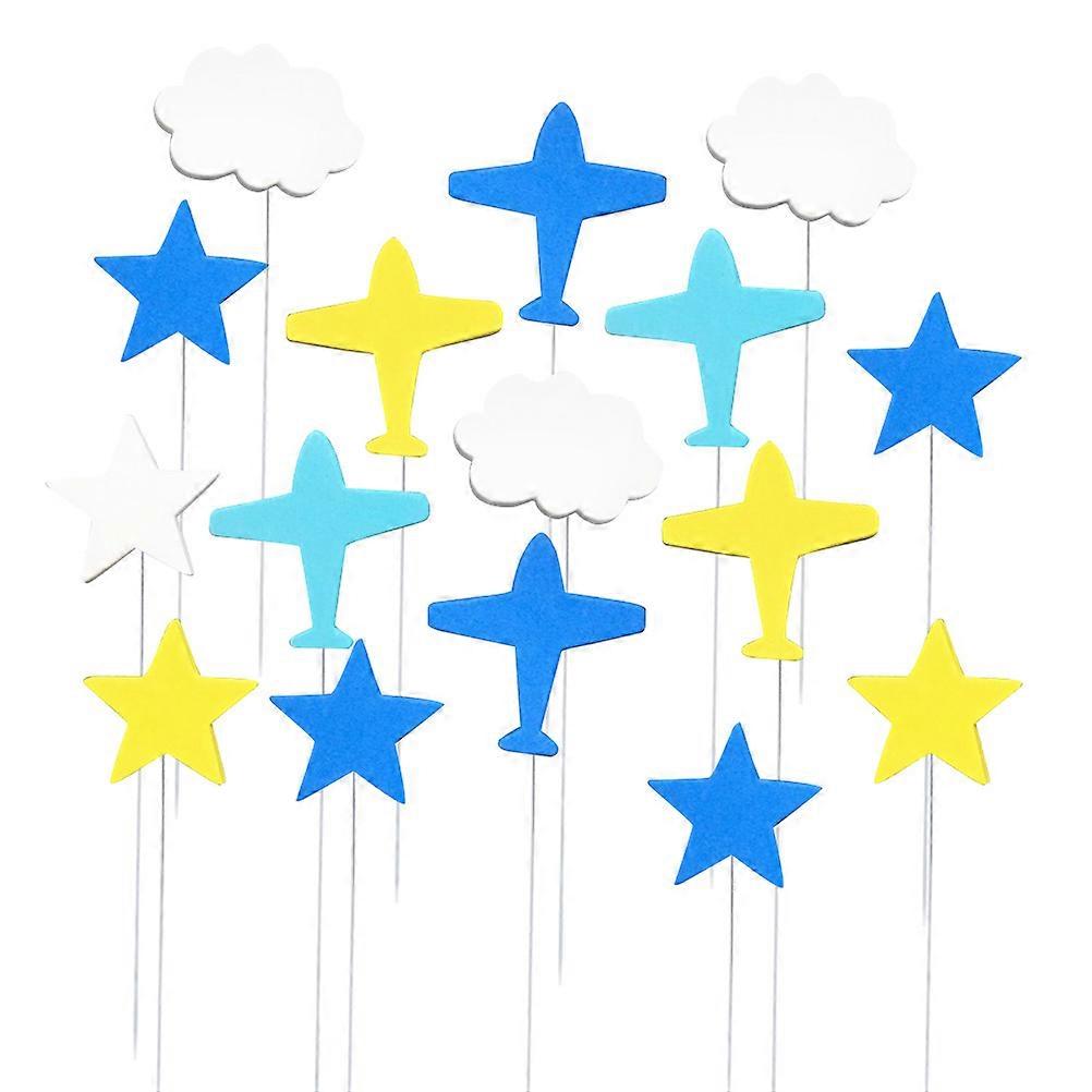 Cloud Cake Decorations Airplane Toppers for Kids Party 16Pcs Pack