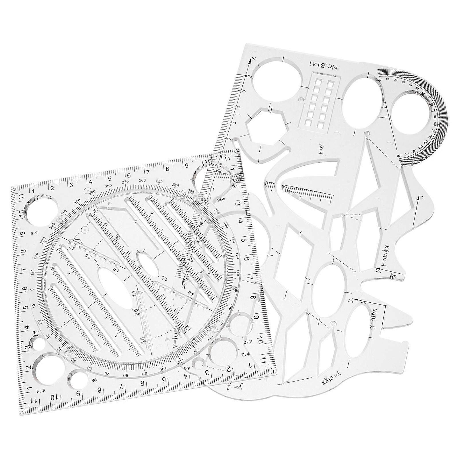 Plastic Draft Rulers Multifunctional Drawing Tool for Math Use 6Pcs