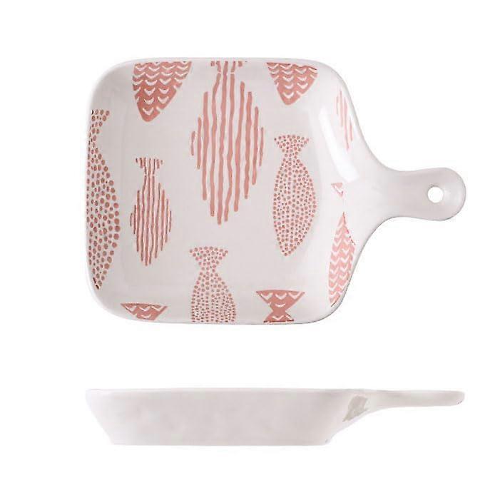 Japanese HandPainted Ceramic Baking Dish Rectangular OvenSafe Lasagna Pan with Single Handle 22.6x15.8cm