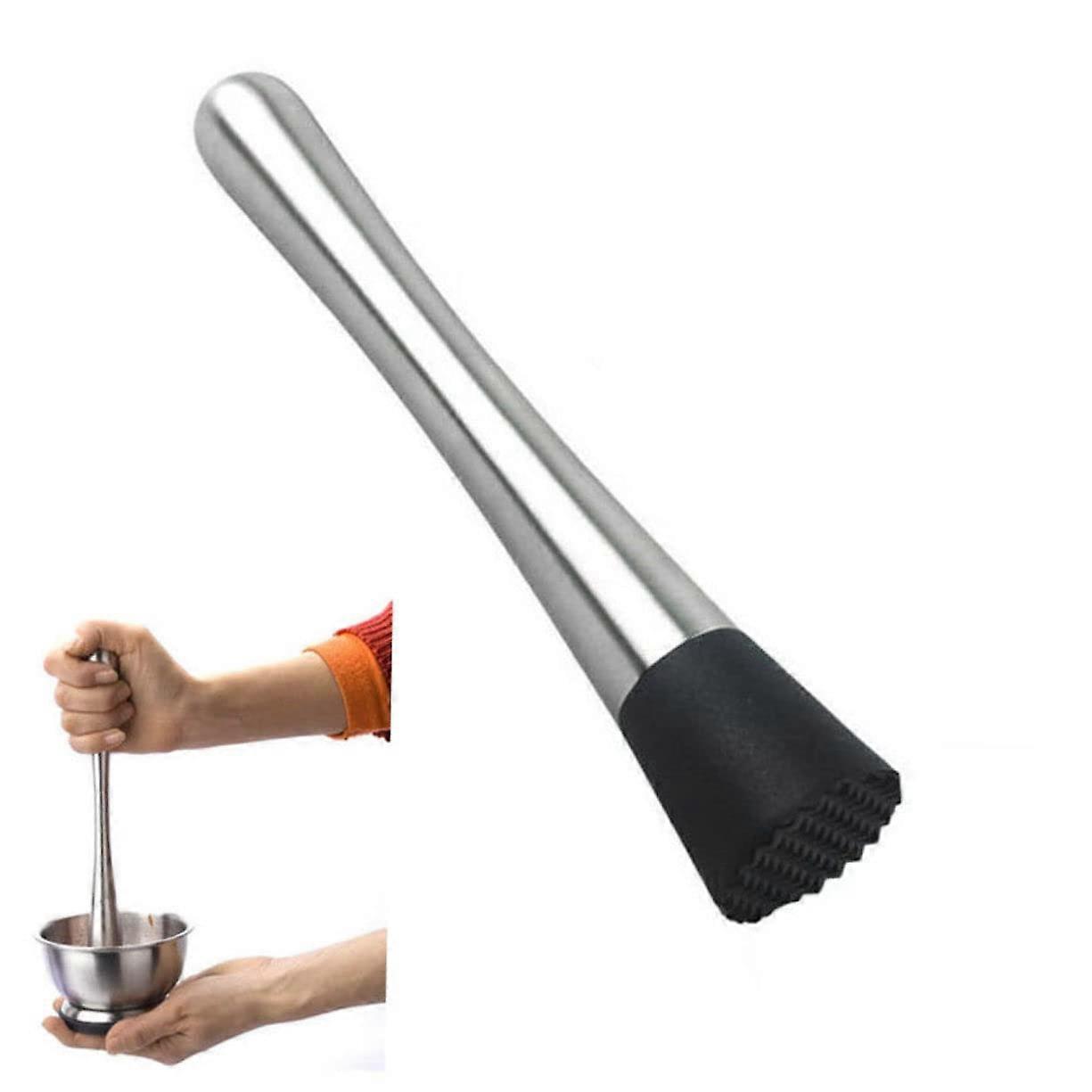 Stainless Steel Cocktail Muddler with Grooved Head for Easy Cleaning and Fruit Muddling