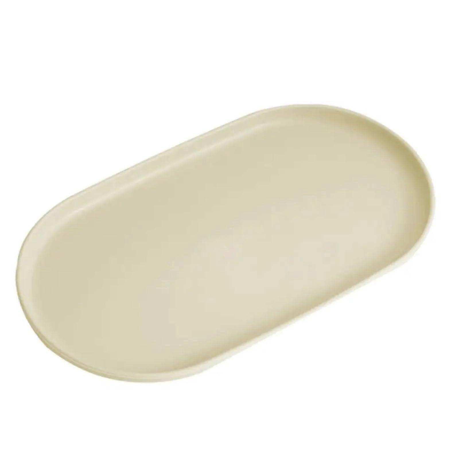 Plastic Serving Tray with Handles for Tea and Coffee, Lightweight Durable Breakfast Tray Cream