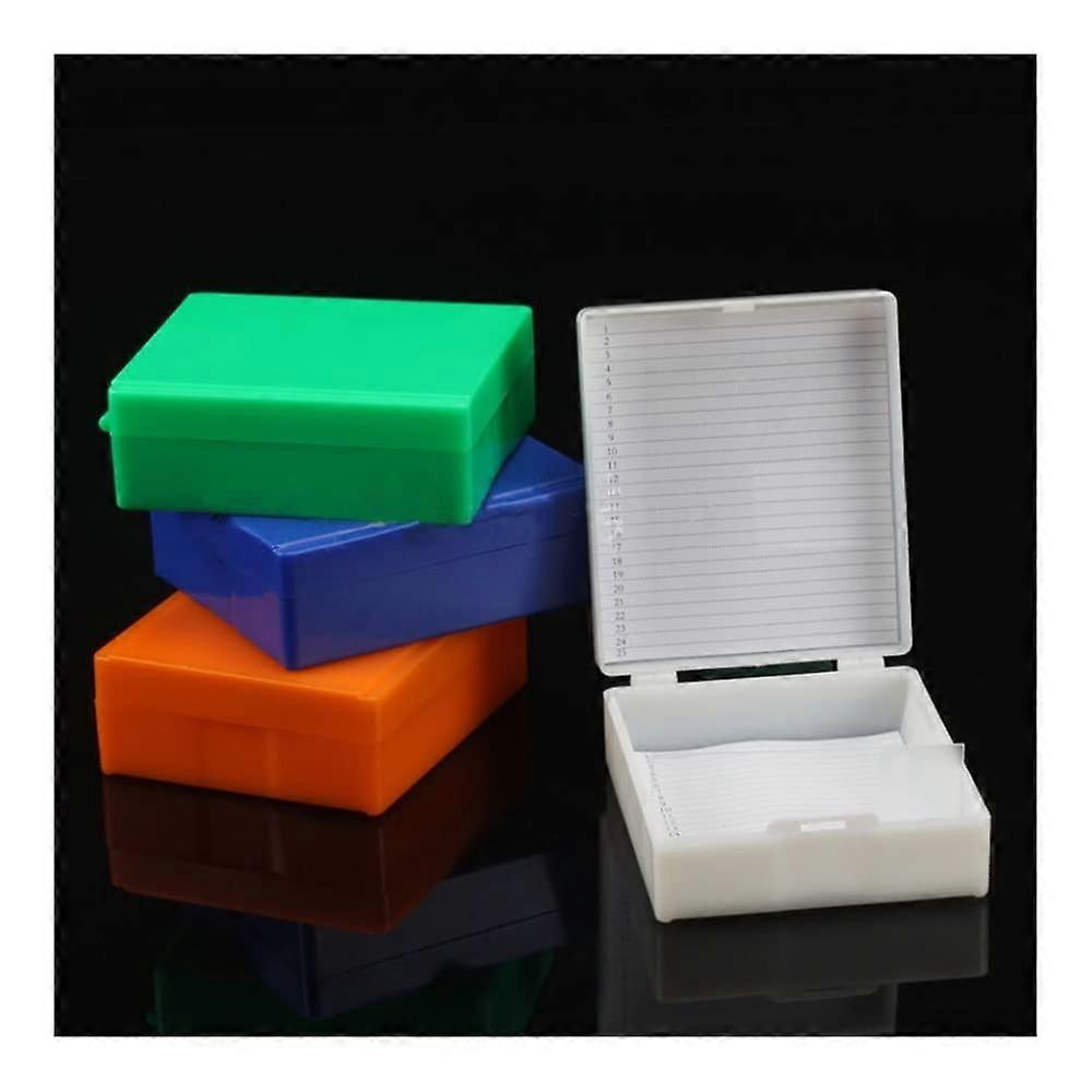 Microscope Slide Storage Box 2 Pack Holds 25 Slides Secure Plastic Holder for Lab