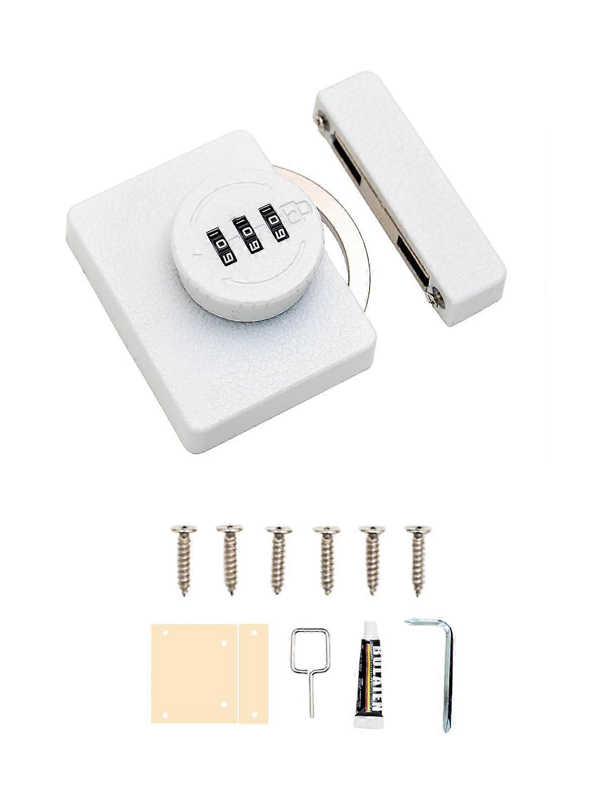 Cabinet Combination Lock with Hidden Childproof Security, Keyless 3Digit Zinc Alloy Hook Design, White