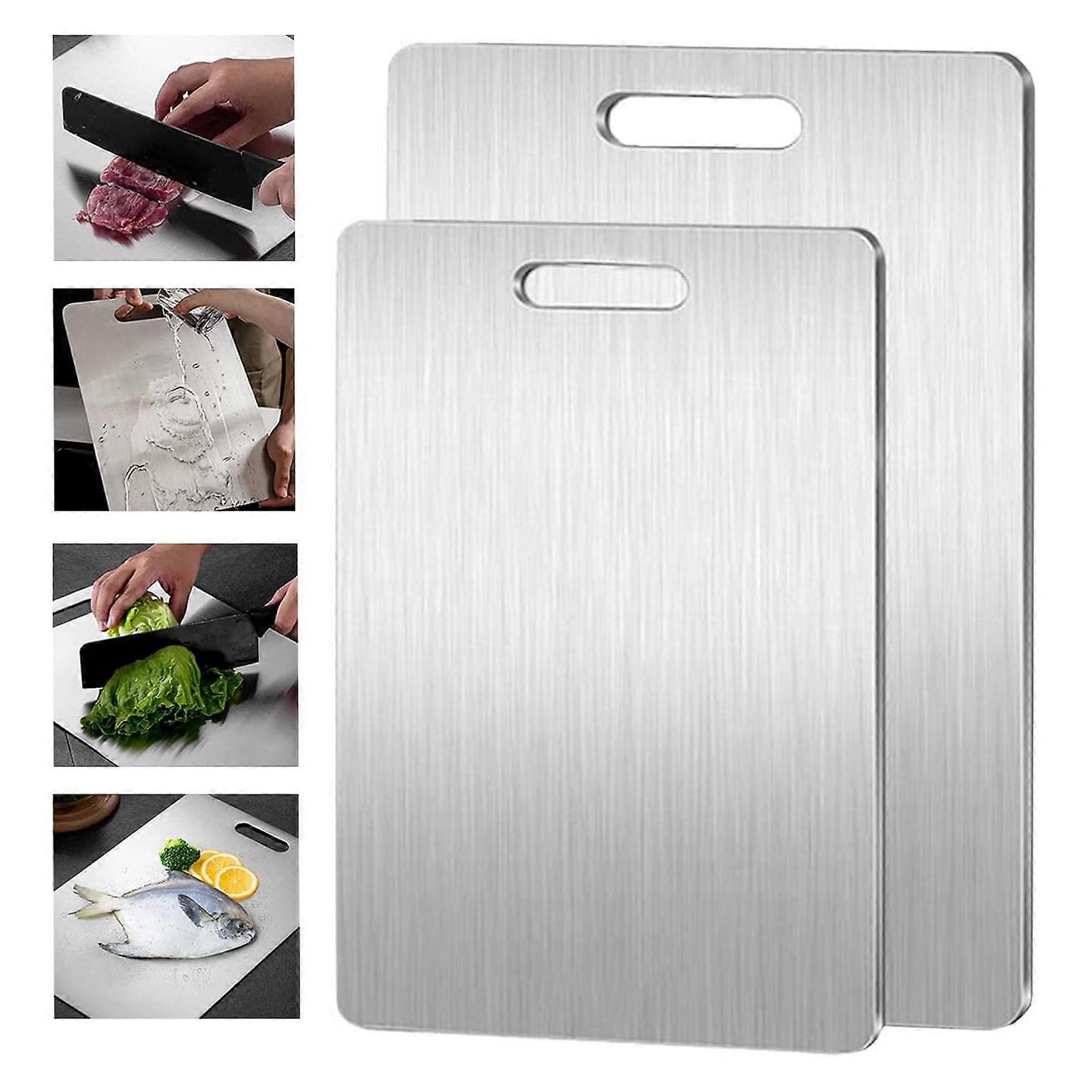 Titanium Cutting Board 34x23cm Scratch Resistant Double Sided Metal Chopping Board for Kitchen
