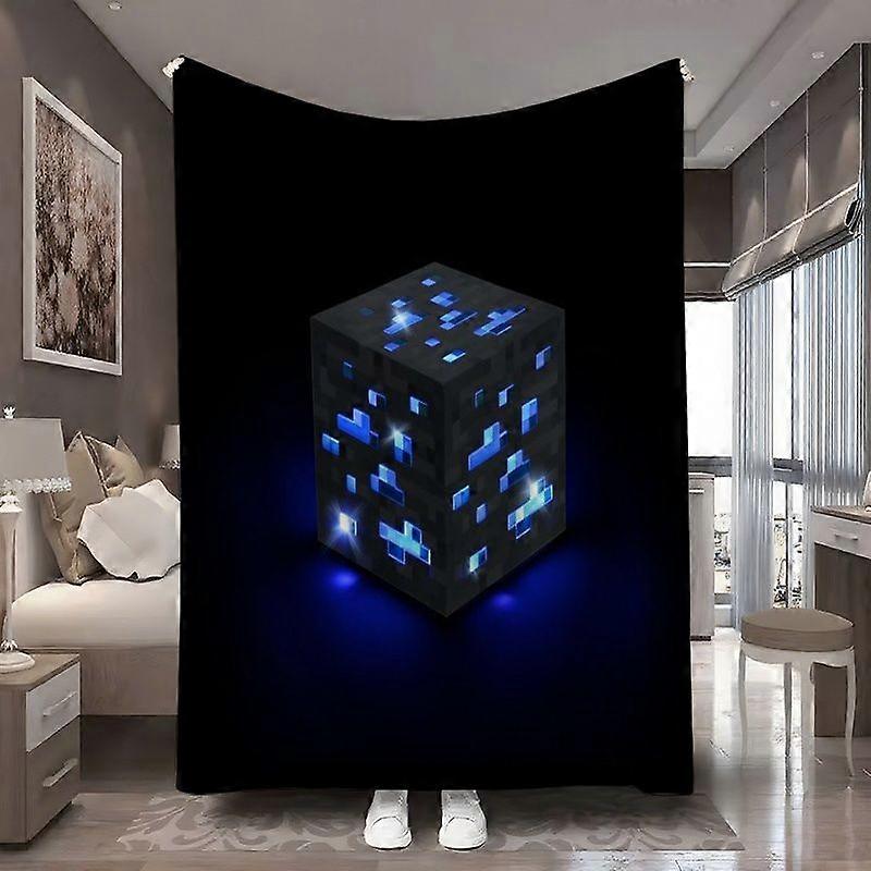 MINEc Luminous CreatedSapphire Ore Pattern Printed Flannel Blanket