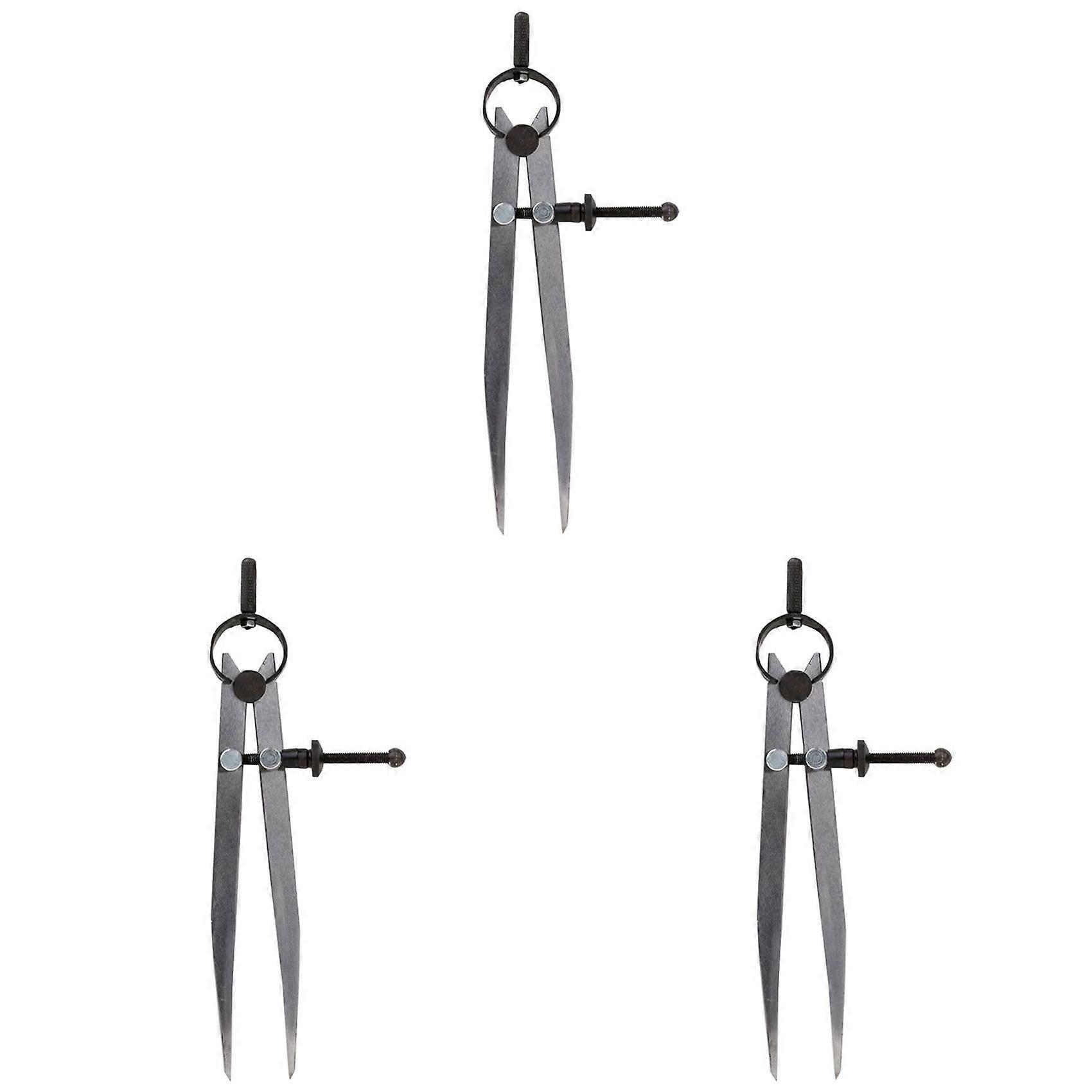 3pcs 6 Inch Adjustable Lockable Steel Divider Wing Leather Compass