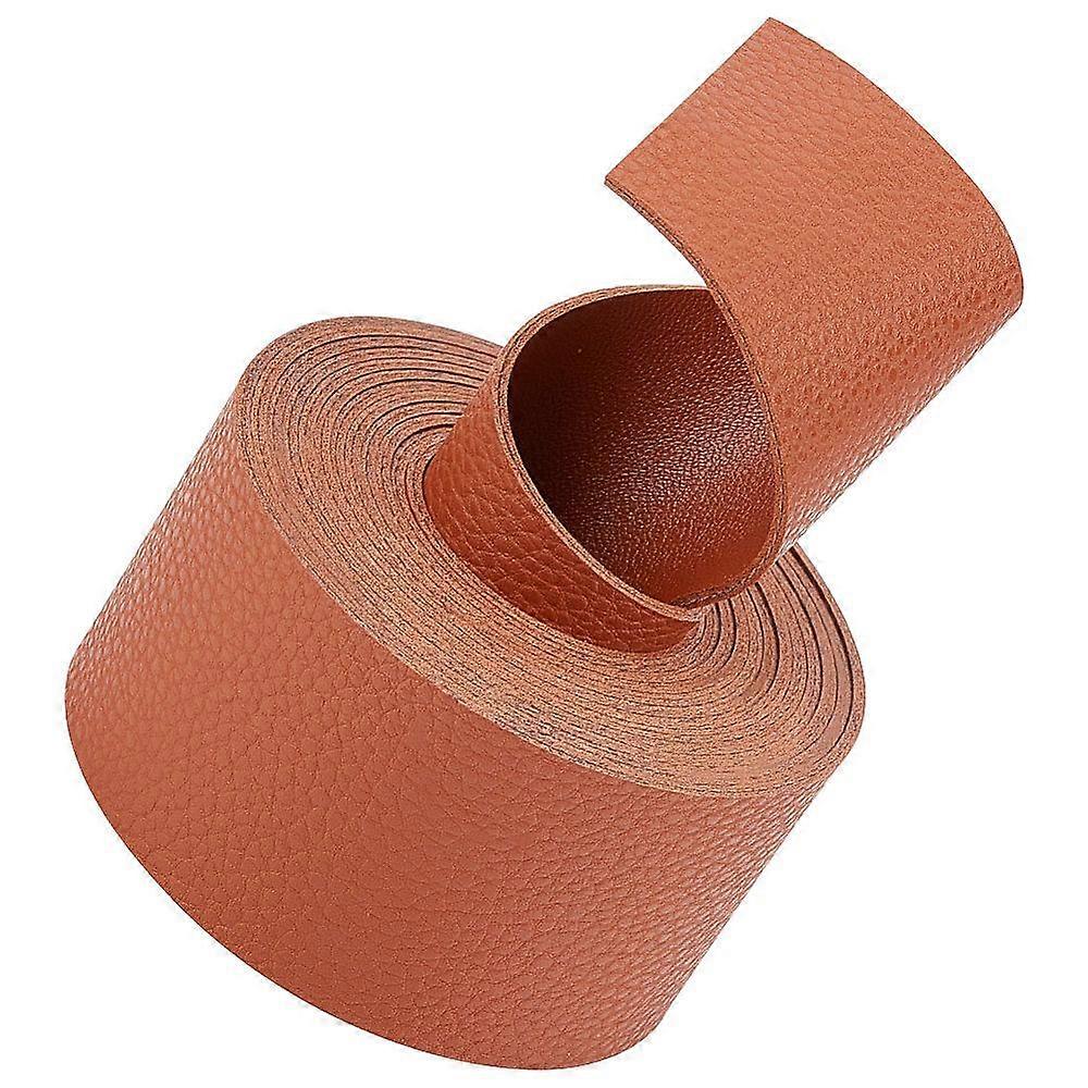 2M Flat Single Face Lychee Pattern Imitation Leather Band Chocolate 37.5x1.8mm 2.19 Yards(2m)/Roll