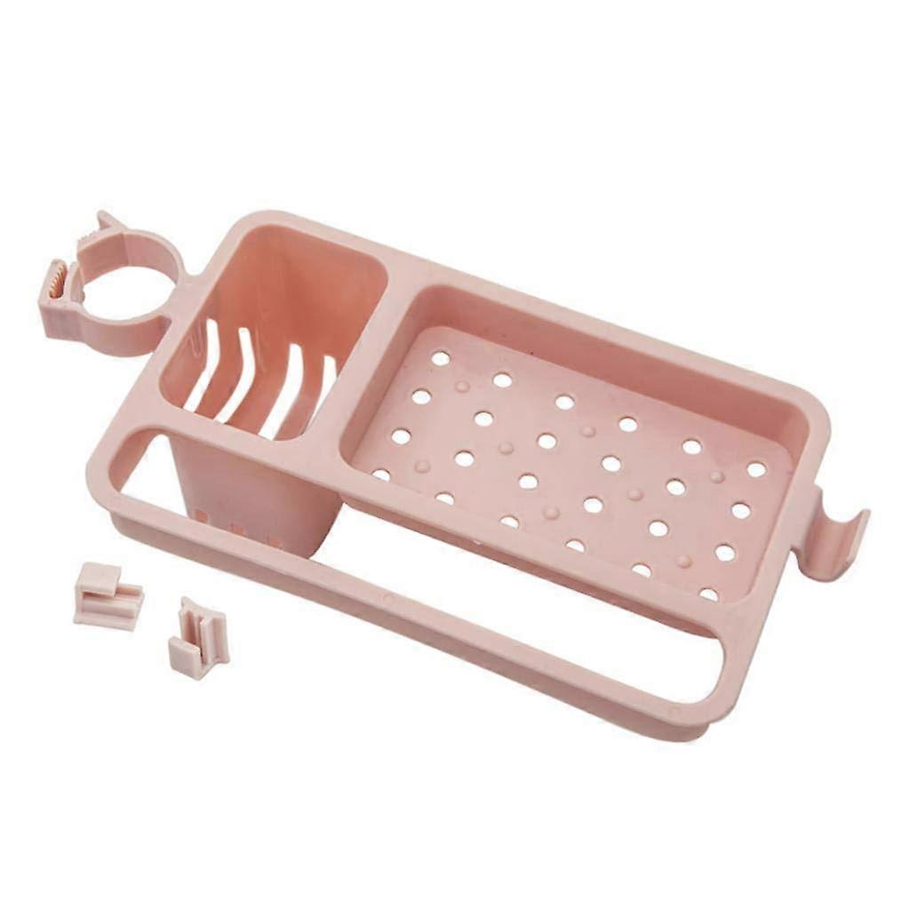 Pink Kitchen Sink Organizer Adjustable Storage Rack for Sponge and Soap Holder Bathroom