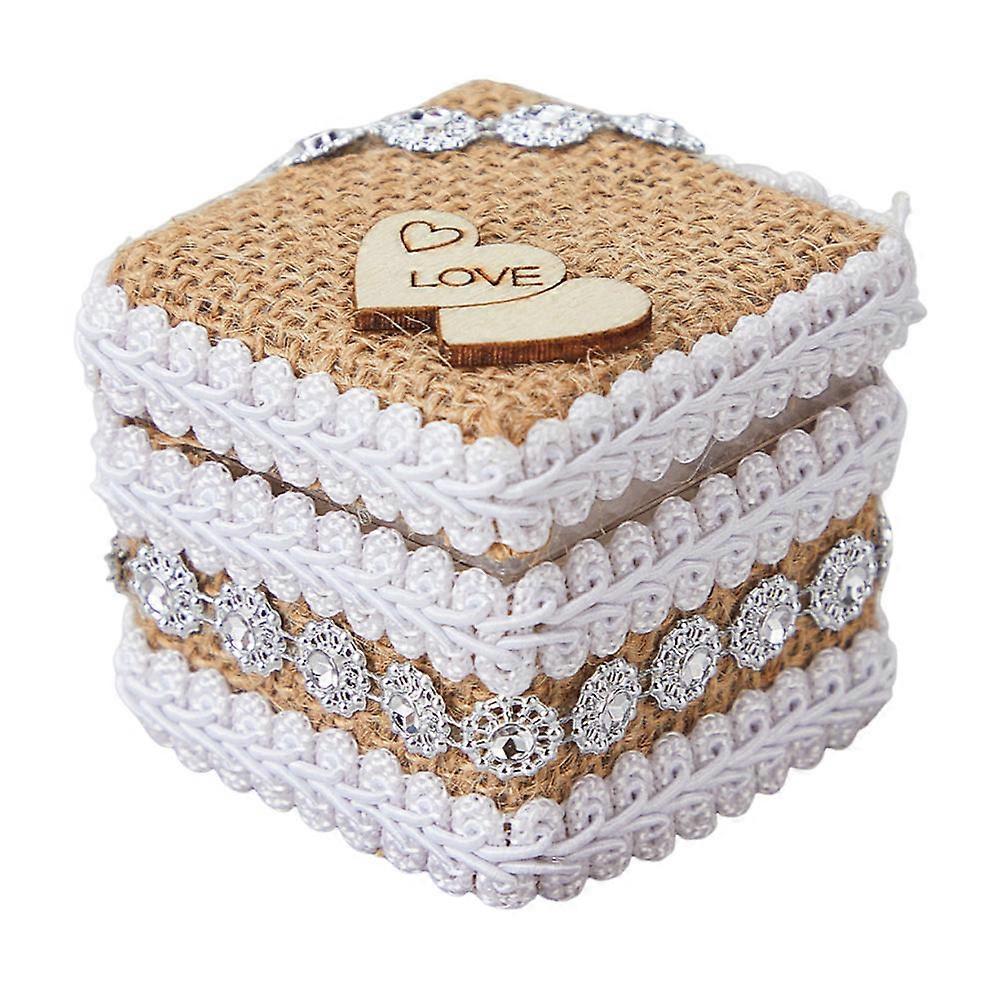 Small Engagement Ring Box Rustic Ring Box for Wedding Velvet