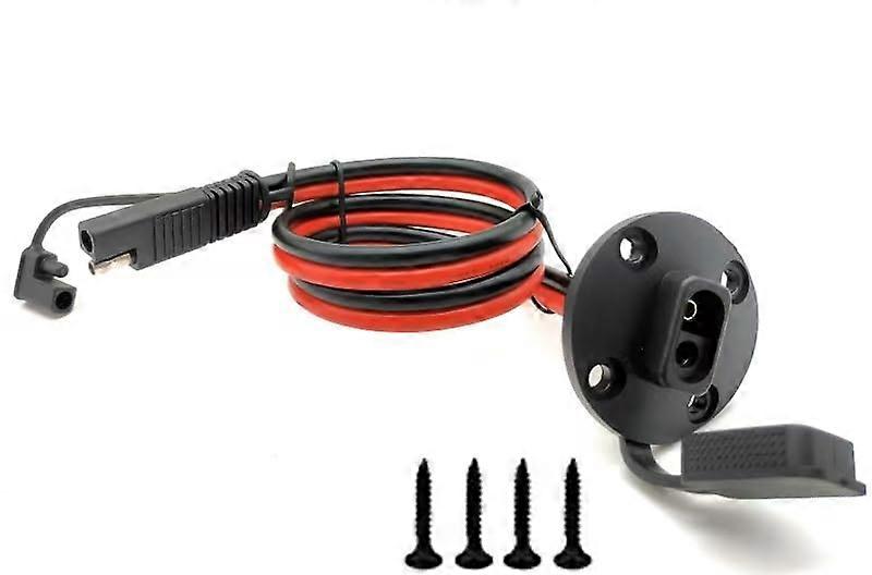 60cm 10 AWG SAE Panel Mount Extension Cable with Weatherproof Socket for Solar Charging