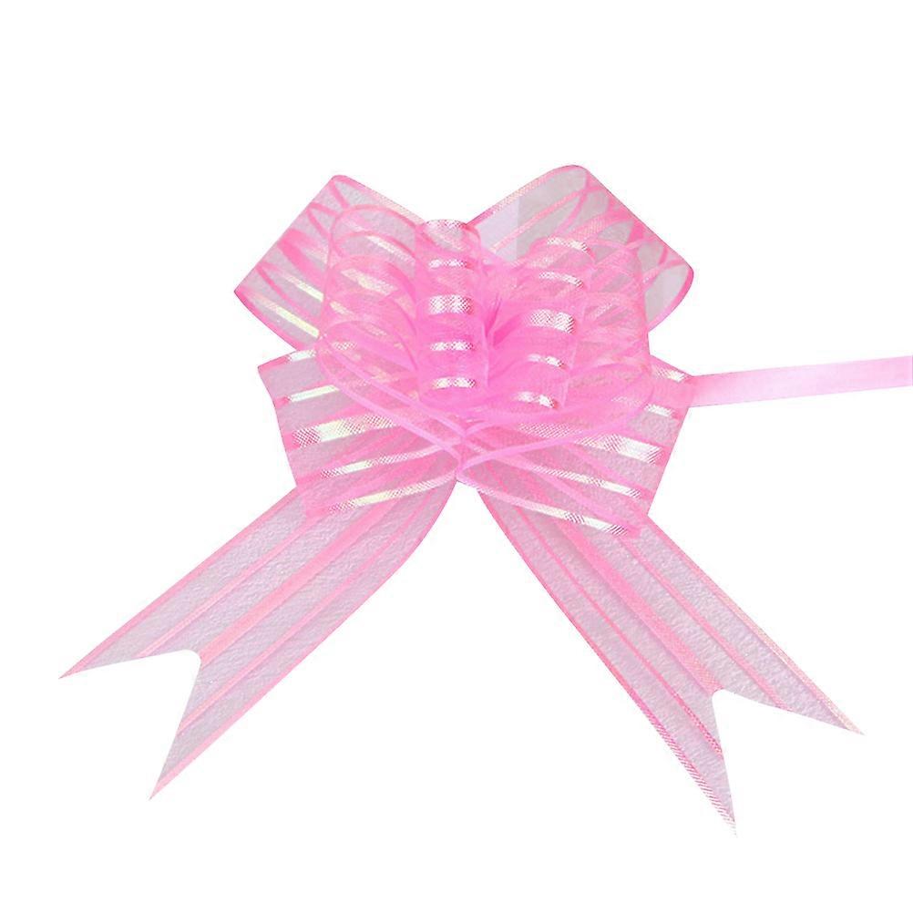 Pink Wedding Bow Pull Flower for Party Decoration 10Pcs Pack