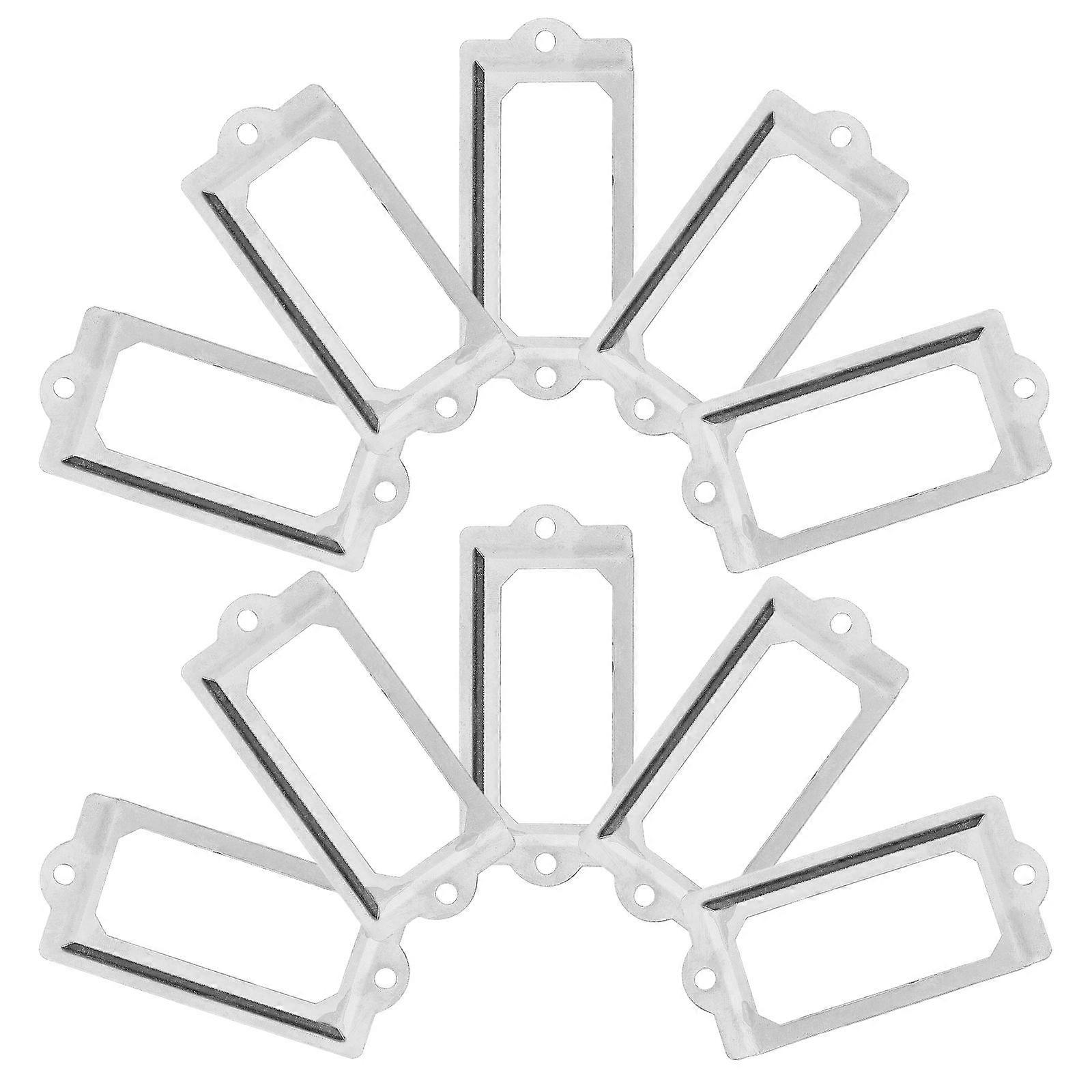 Metal Label Holders Silver Iron for Cabinet 2Sets Retro Style Card Frames