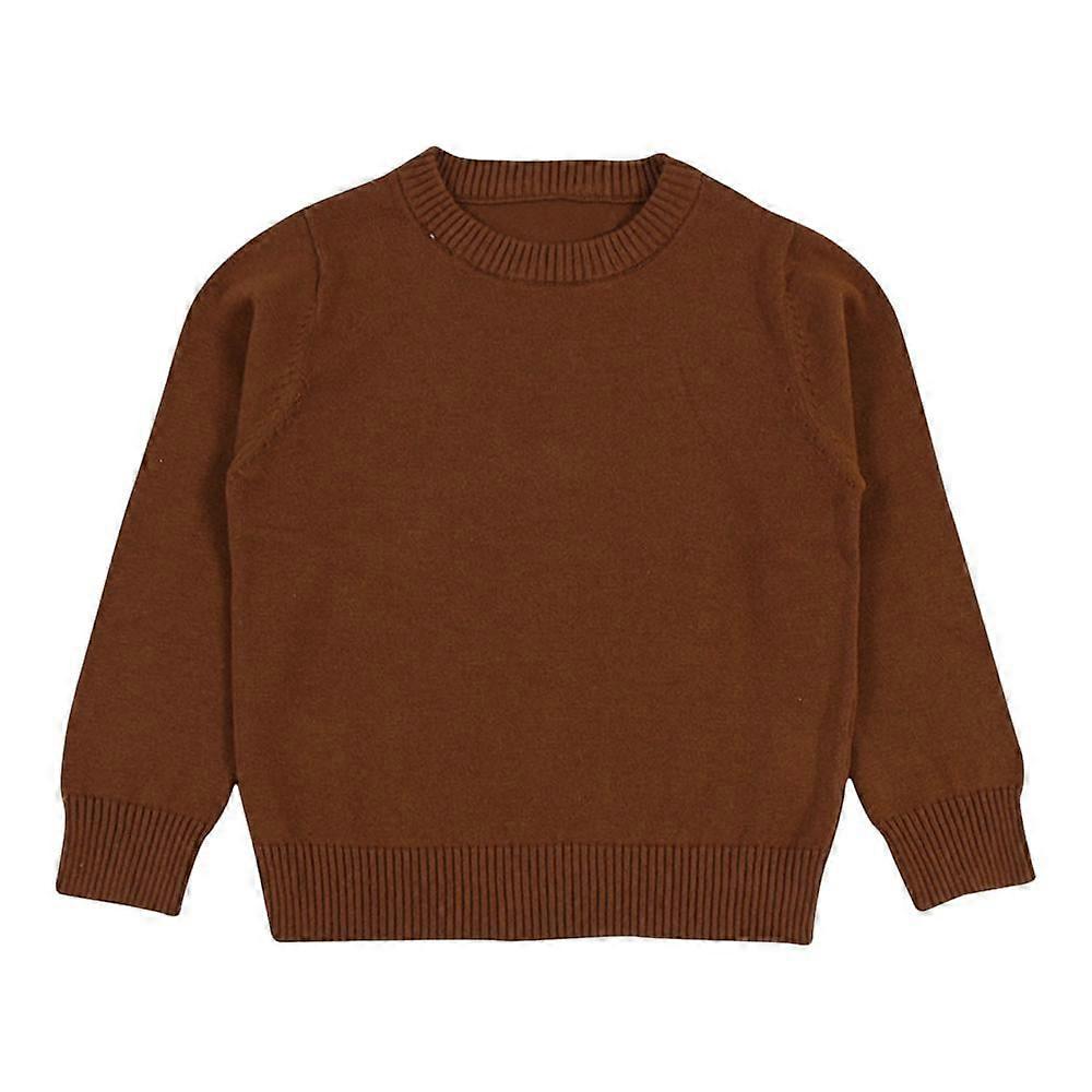 Babypullover Jungen Mädchen Einfarbiger Pullover Strickpullover Candy Base Pullover Kaffee 18 Monate