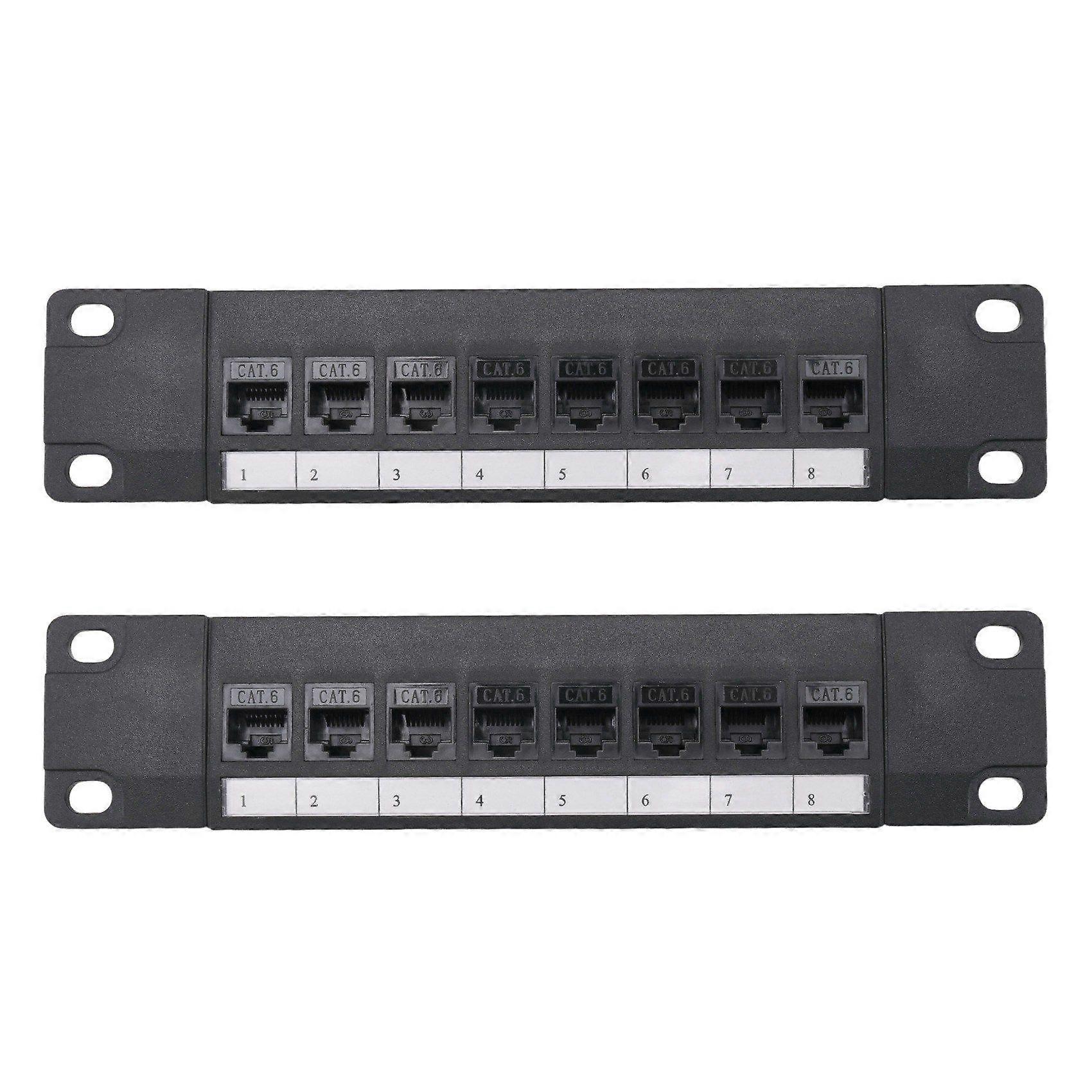 2X 8 Port Straight-Through CAT6 Patch Panel RJ45 Network Cable Adapter Jack Ethernet Distribution Frame