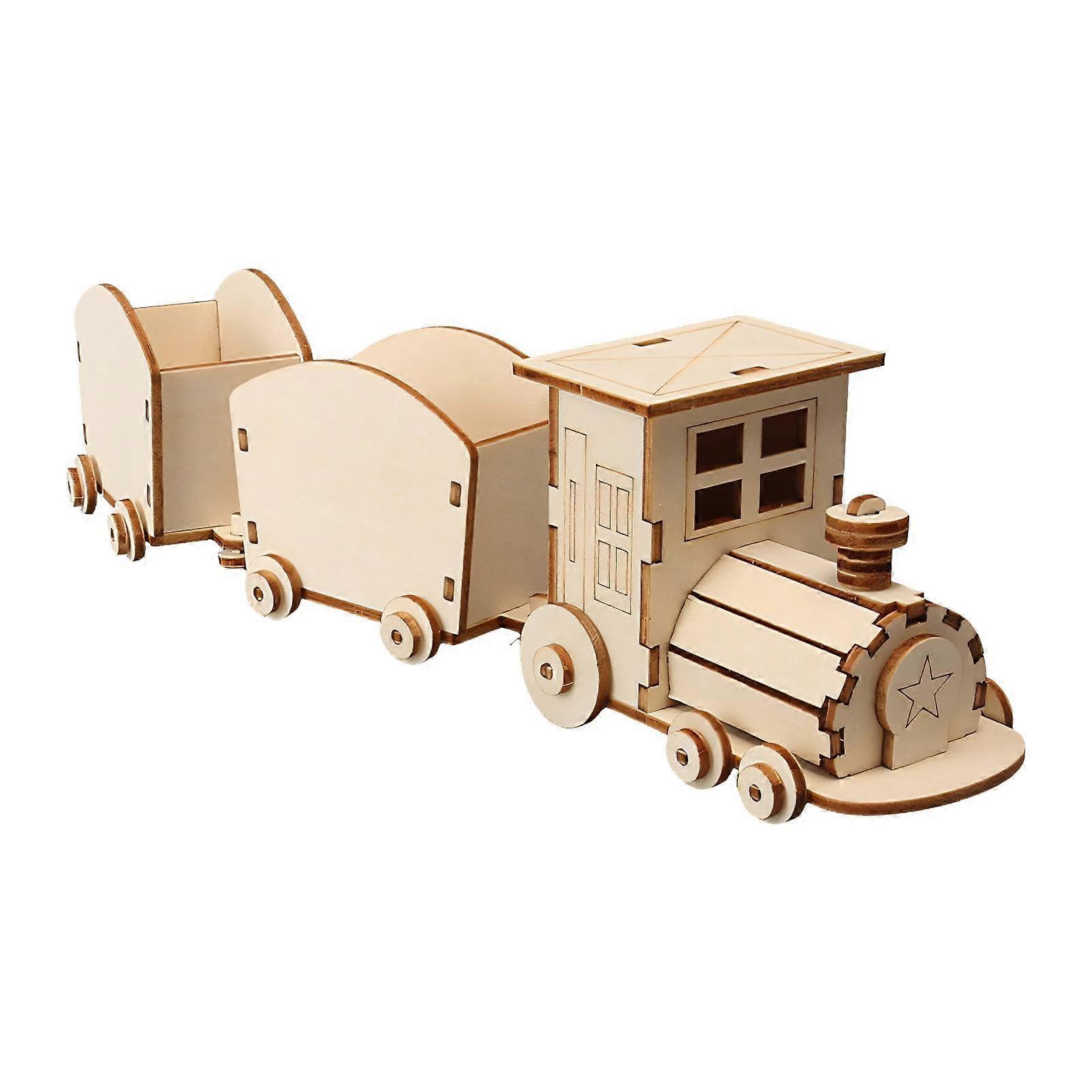 Wooden Train Model Kit for Kids DIY Cargo Train STEM Learning Educational Building Set