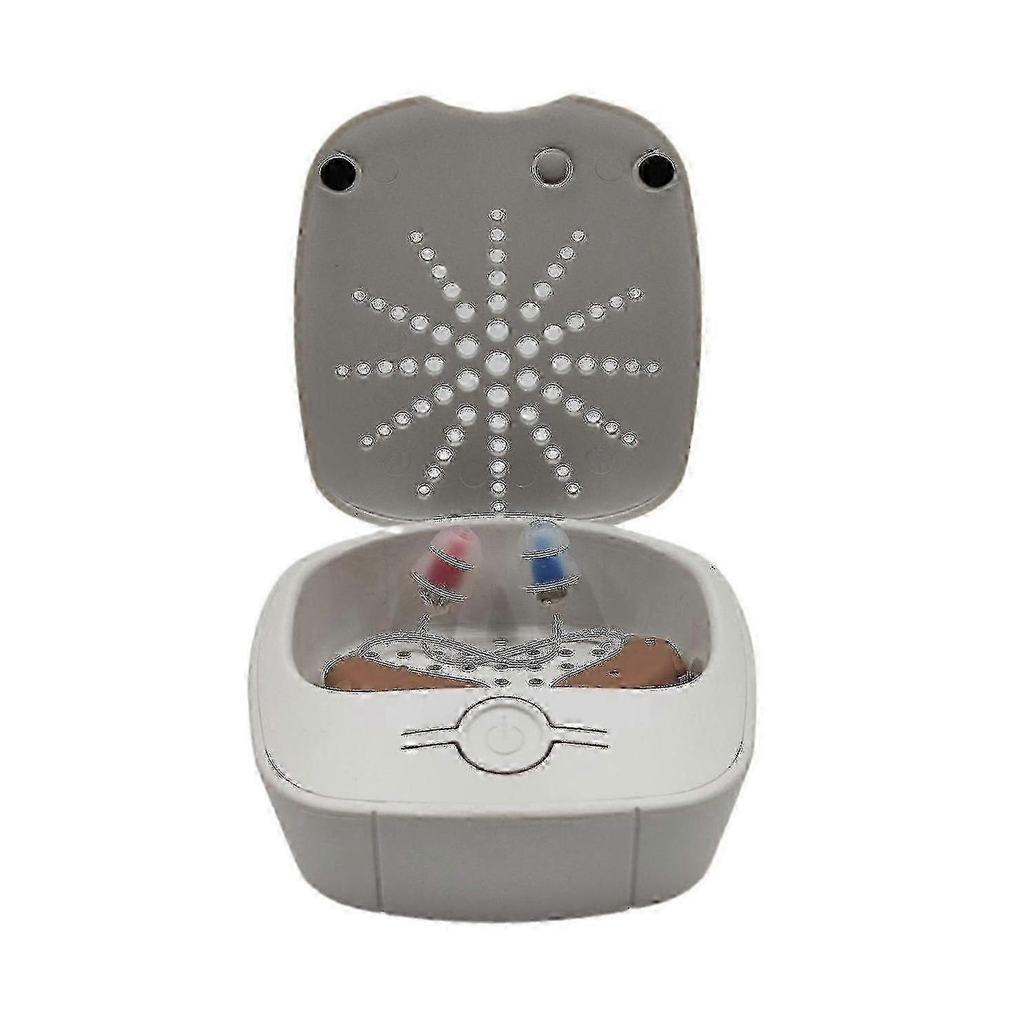Hearing aid dehumidifier box with UV sterilization compatible with safe drying