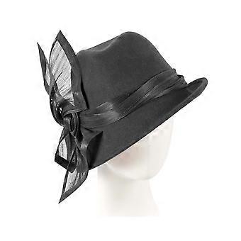Black ladies winter fashion felt fedora hat by Fillies Collection F660 F660B