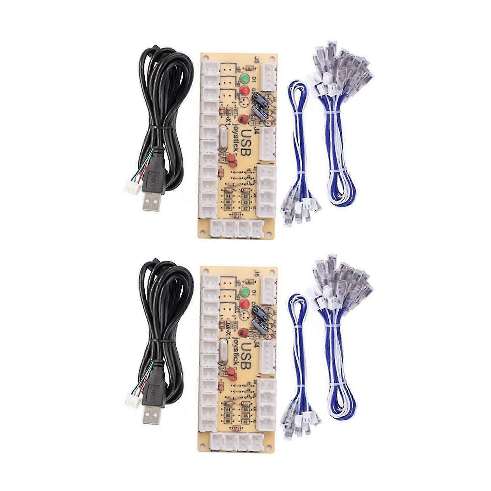 2X Zero Delay Arcade DIY Arcade USB Encoder to Joystick compatible with PC/PS3/Raspberry Pi/Android with SANWA Joystick 4.8MM BUTTON