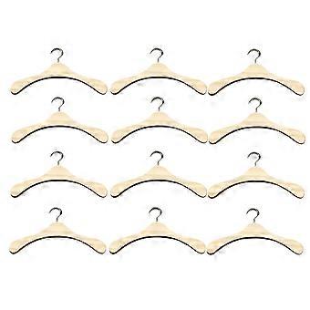 Cabides de madeira para roupas de bonecas em miniatura, pacote com 12 unidades.