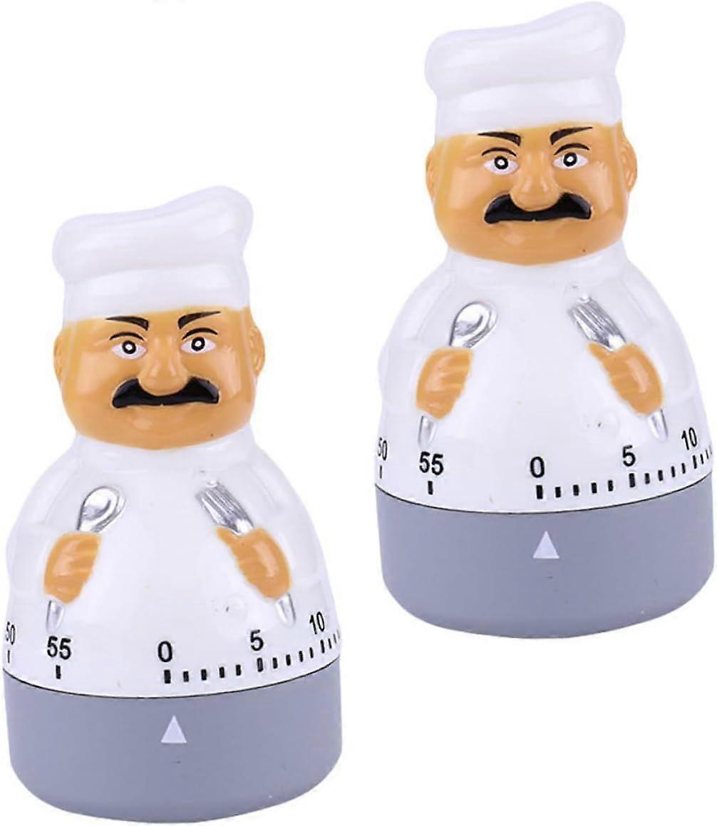 2Pcs Cartoon Chef Kitchen Timers Multipurpose Mechanical Management