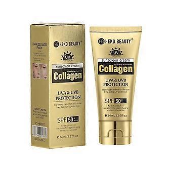Kollagen-Sonnencreme, LSF 50+ PA+++ UVA/UVB-Schutz, leichtes, mattes Finish, langanhaltender UV-Schutz mit Feuchtigkeitspflege, Anti-Aging-Sonnenschutz für dunkle Haut.