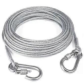 Double-Headed Dog Tie Out Cable Leash,Raction Rope with Metal Buckle Steel Wire