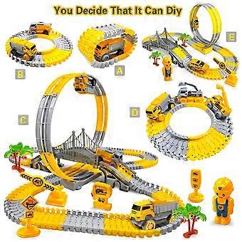 Exciting Car Racing Circuit with Loop, Construction Vehicles & Creative Track Building Set for Kids - Perfect Gift!