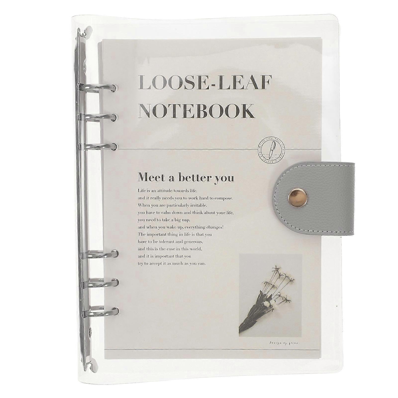 Loose-Leaf Notebook Transparent Binder for Writing Use Silver