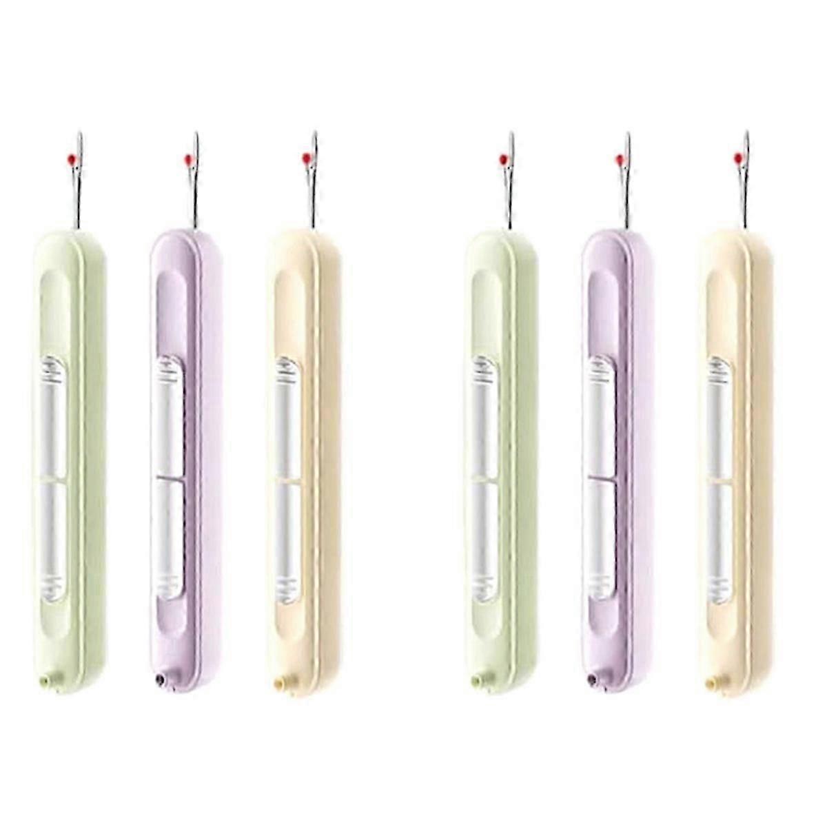 2-in-1 Needle Threader and Seam Ripper, Compact Portable Sewing Tool, Automatic Threading Quick Stitch Remover for Hand Sewing, 6-Pack