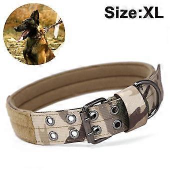 Collier de chien réfléchissant Collier de chien tactique en nylon anti-usure à cinq vitesses réglable pour les chiens de taille moyenne-Camouflage XL