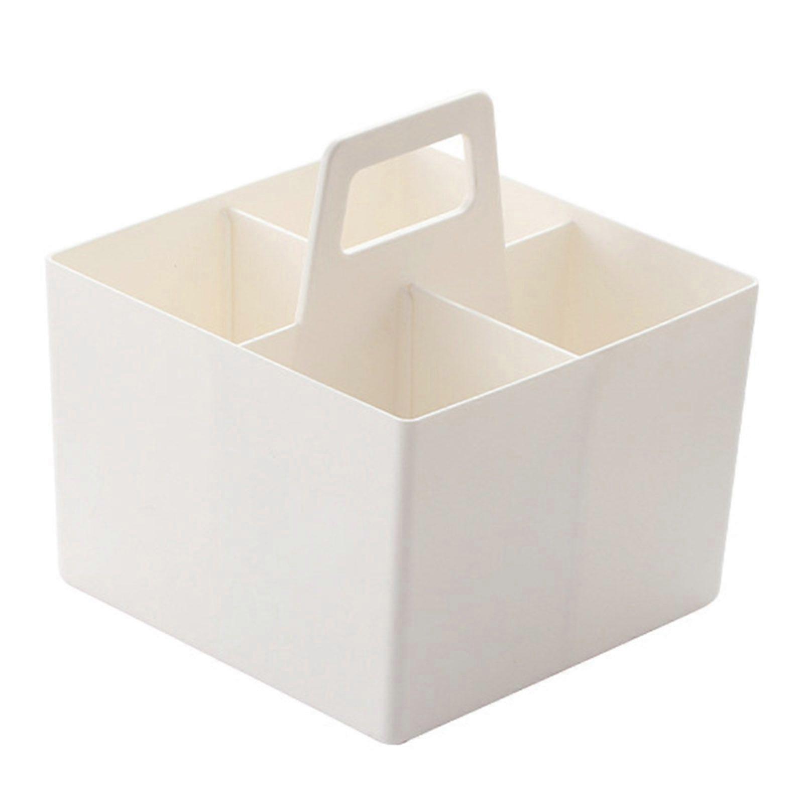 Storage Box Stackable Portable Compartment Adjustable Partition with Handle Space-saving Stationery Organizer