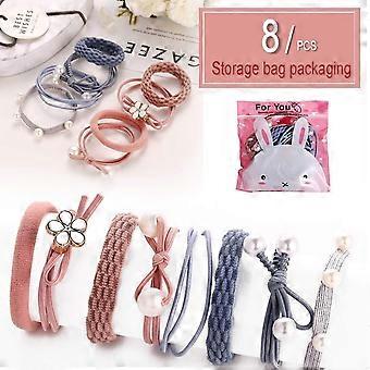 8 pz ragazze accessori per capelli - elastici per capelli, porta coda di cavallo, elastici per capelli per le donne, fasce per capelli multi colore per le ragazze, elastici per capelli corde per spesso,