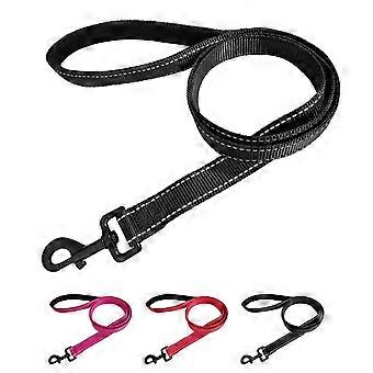 Polstret håndtag. 1,2m x 2cm slidstærk reflekterende nylon hundesnor til små og mellemstore hunde. Sort